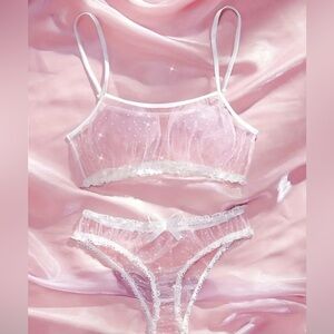 Elegant Sheer White Bra Set